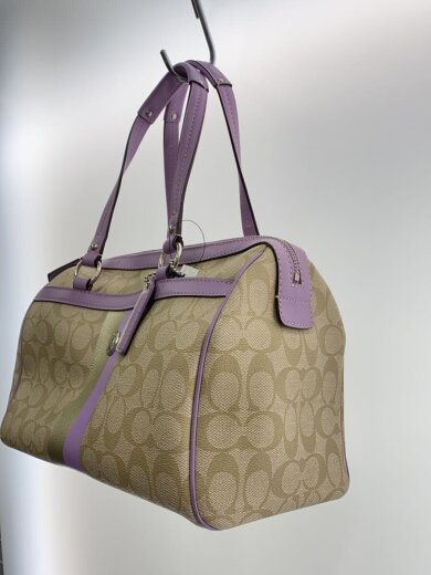 商品画像：ハンドバッグ_ヘリテージストライプ_ジップサッチェル_ベージュ×パープルストライプ/レザー/ 2