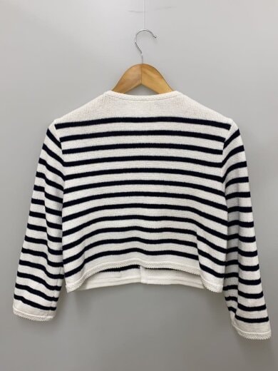 商品画像：ハーフミラノクルーネックカーディガン/S/コットン/WHT/ボーダー/12-02-42-02204 2