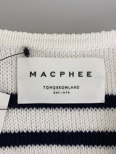 商品画像：ハーフミラノクルーネックカーディガン/S/コットン/WHT/ボーダー/12-02-42-02204 3