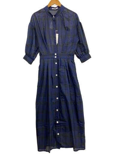 商品画像：長袖ワンピース/M/ポリエステル/NVY/チェック/maxi dr-plaid// 1