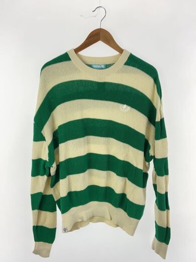 商品画像：ニット・セーター(薄手)/L/コットン/GRN/ボーダー/ICJP231K004 1