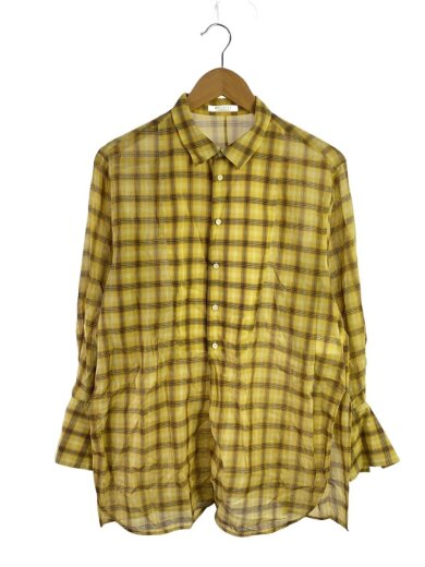 商品画像：長袖ブラウス/36/コットン/YLW/チェック/12-01-44-01702 1