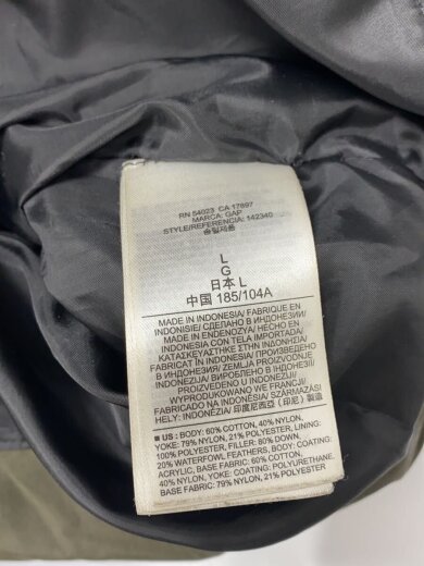 商品画像：ダウンジャケット/L/ナイロン/グリーン/グレー/カーキ/無地/バイカラー 4