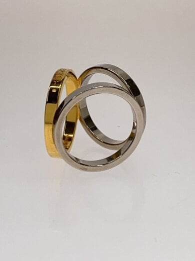 商品画像：剥がれ若干あり/スカーフリング/トリオ/リング/12号/シルバー×ゴールド/メンズ 2