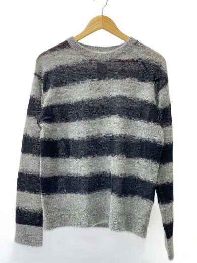 商品画像：ニット・セーター(薄手)/アルパカ/ブラック/グレー/ボーダー/1613-199-3632 1