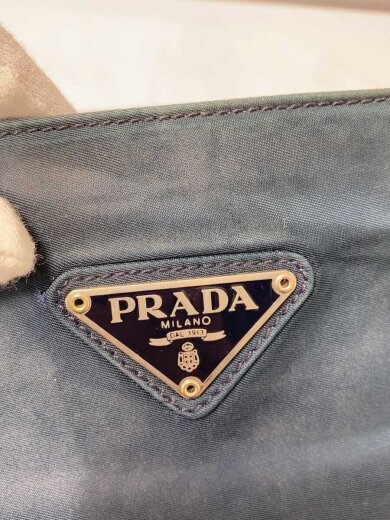 商品画像：三角ロゴ/トライアングル/サフィアーノ/トートバッグ/ナイロン/ブル-/無地 3