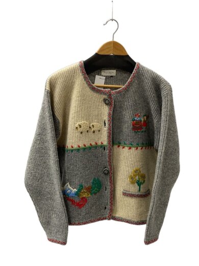 商品画像：Novara/ハンドニット/立体刺繍/カーディガン(厚手)/M/ウール/グレー 1