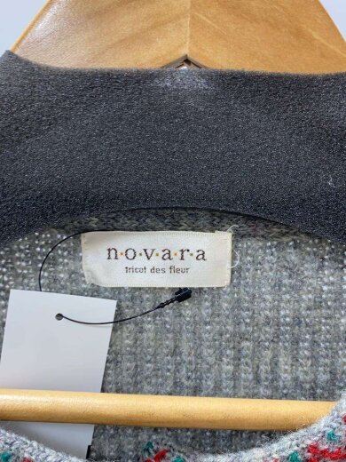 商品画像：Novara/ハンドニット/立体刺繍/カーディガン(厚手)/M/ウール/グレー 3