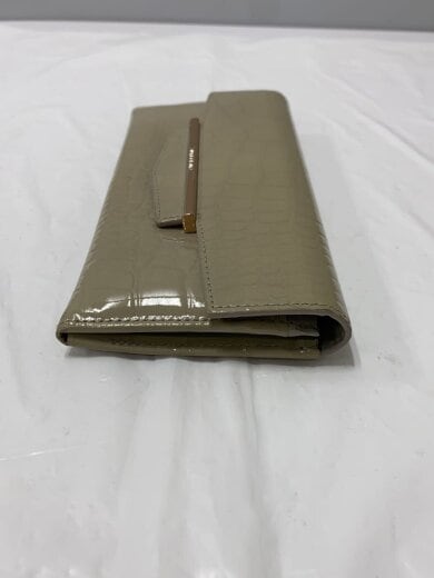 商品画像：クロコ型押し/パテントレザー/長財布/レザー/ベージュ/無地/レディース 5