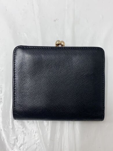 商品画像：2つ折り財布/レザー/ブラック/黒/がま口/無地/レディース 2