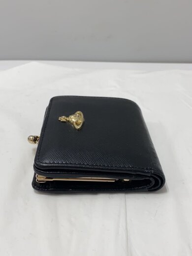 商品画像：2つ折り財布/レザー/ブラック/黒/がま口/無地/レディース 3