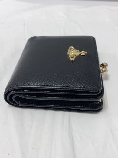 商品画像：2つ折り財布/レザー/ブラック/黒/がま口/無地/レディース 5
