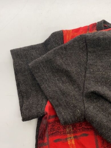 商品画像：半袖ニット/M/ウール/RED/チェック/TH-T001 6