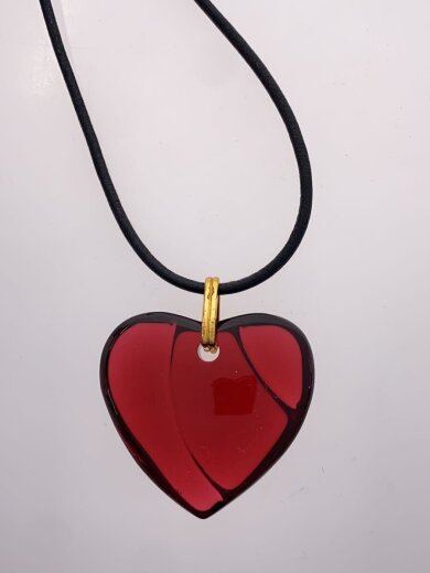 商品画像：ハートモチーフレザーネックレス/--/カラーストーン/RED/トップ有/レディース// 5