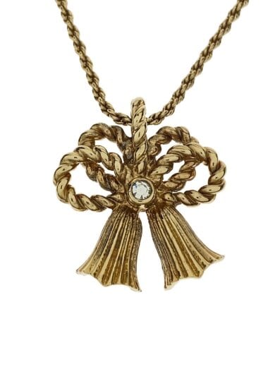 商品画像：ネックレス/--/カラーストーン/GLD/トップ有/レディース/ロープリボンモチーフ/ヴィンテージ 1