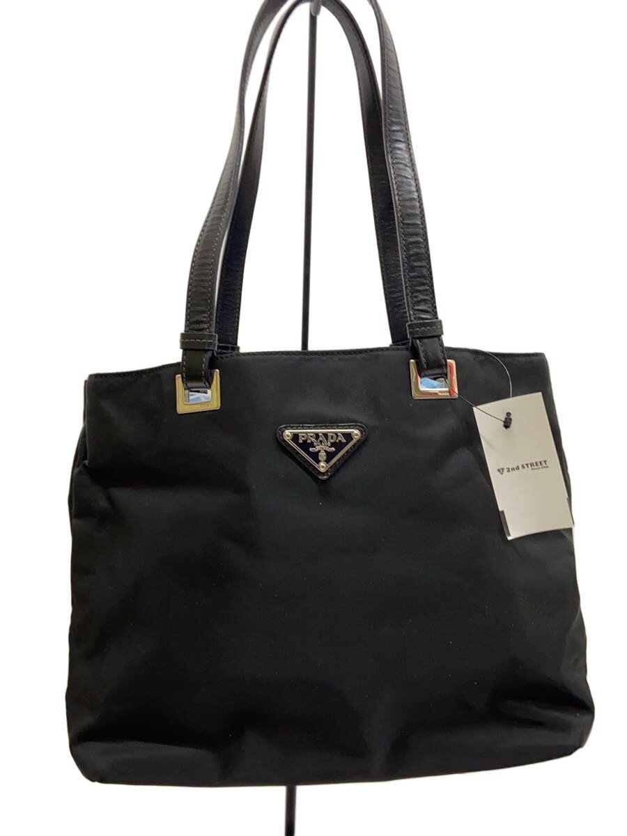 PRADA / トートバッグ/--/BLK/無地/ジップ開閉困難/金具青錆有
