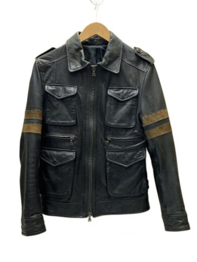 商品画像：レザージャケット・ブルゾン/L/レザー/BLK/無地 1