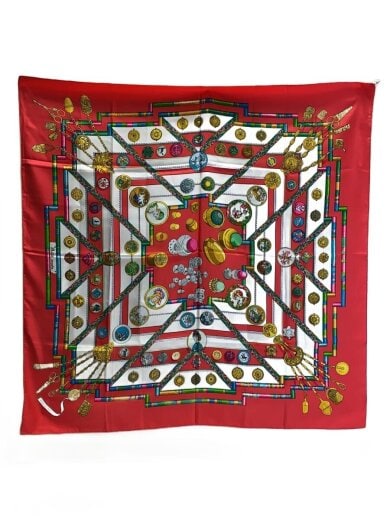 商品画像：スカーフ/シルク/RED/総柄/レディース/カレ90// 1