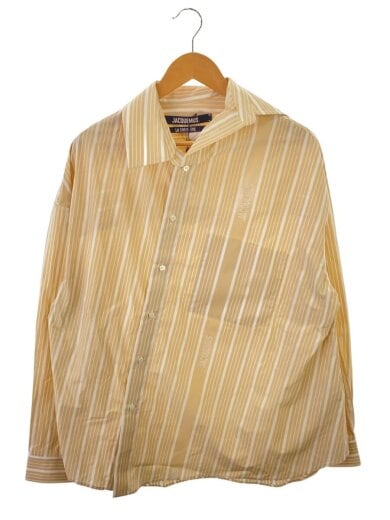 商品画像：長袖シャツ/46/コットン/BEG/ストライプ 1