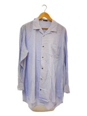 長袖シャツ/--/レーヨン/BLU/襟、フロントシミ有