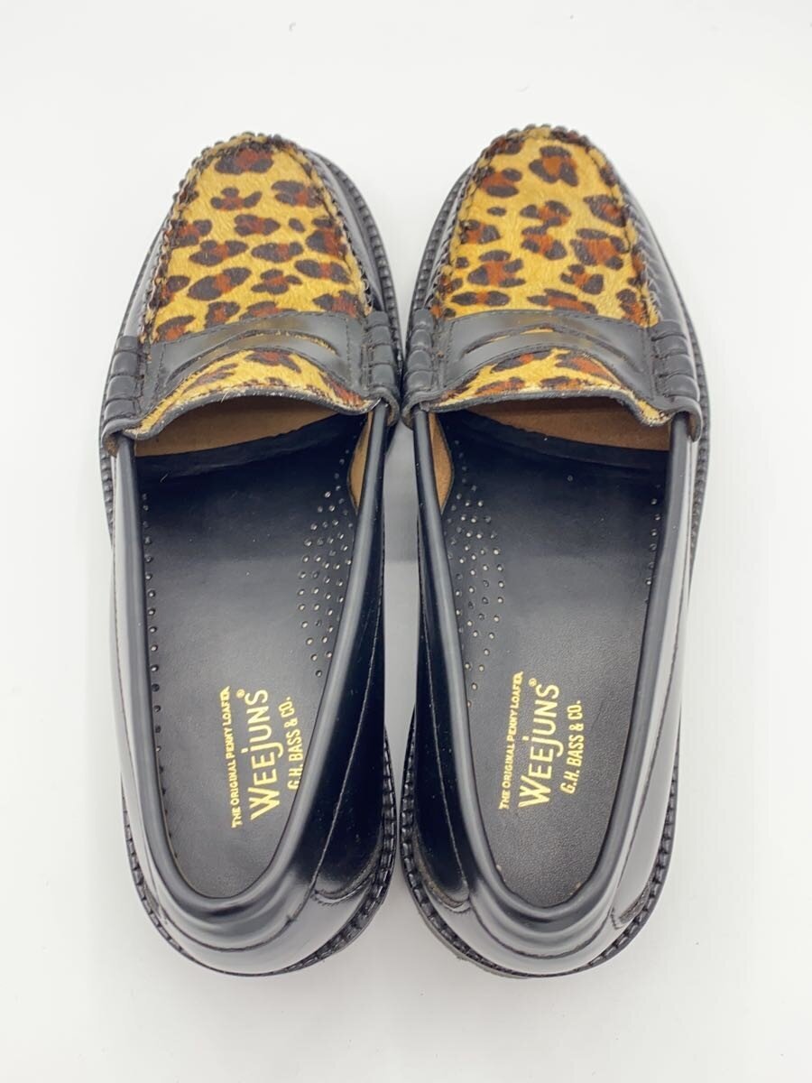 G.H.Bass&Co. / BLACK&LEOPARD RUG SOLE/ペニーローファー/US6.5/BLK/ハラコ×レザー/BA91509