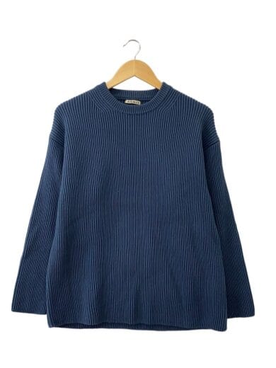 商品画像：ニット・セーター(厚手)/3/SUPER FINE WOOL RIB KNIT BIG P/O/ブルー 1