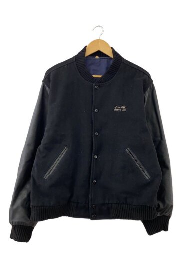 商品画像：スタジャン/L/ブラック/レザー/刺繍ロゴ/ma-1// 1