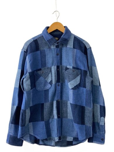商品画像：長袖シャツ/M/コットン/ブルー/SC28977/GRADATION PATCH WORK L/S WORK SH// 1