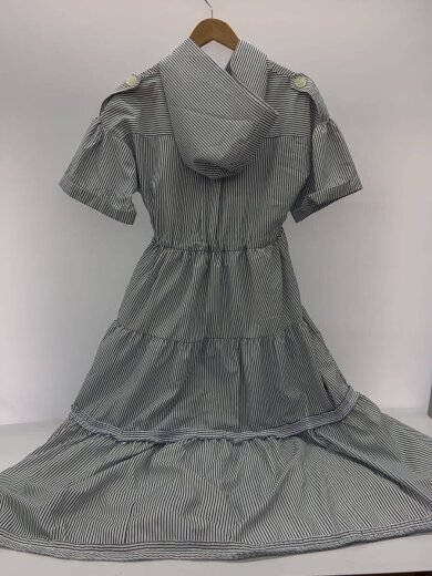 商品画像：フーディティアードワンピース/M/ポリエステル/WHT/ストライプ 2