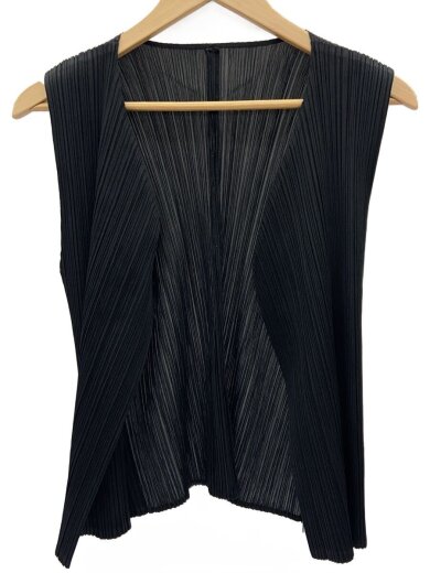 商品画像：プリーツベスト/4/ポリエステル/BLK/PP04-JE621 1