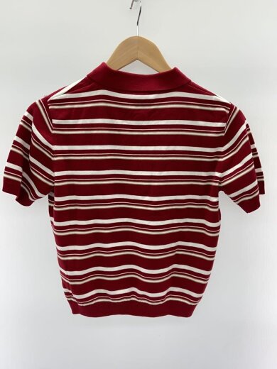 商品画像：Multi Border Polo Top/半袖ニット/ポロシャツ/FREE/コットン/RED/ボーダー 2