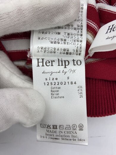 商品画像：Multi Border Polo Top/半袖ニット/ポロシャツ/FREE/コットン/RED/ボーダー 5