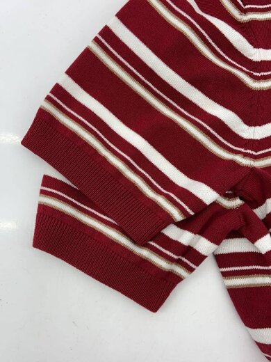 商品画像：Multi Border Polo Top/半袖ニット/ポロシャツ/FREE/コットン/RED/ボーダー 6