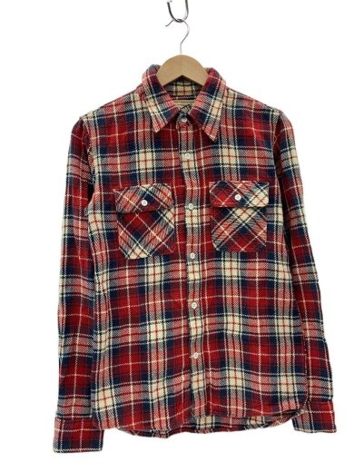 商品画像：長袖シャツ/M/コットン/RED/チェック 1