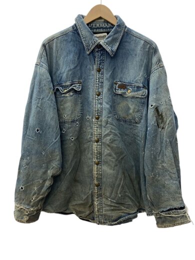 商品画像：デニムシャツジャケット/裏地付/ワーク/XL/デニム/IDG/S115DST/ダメージ・汚れ有// 1