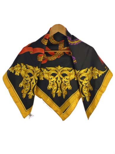 画像：Salvatore Ferragamoストール/シルク/BLK/総柄/レディース1