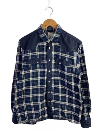 商品画像：長袖シャツ/M/コットン/NVY/チェック/FMS13-0003 1