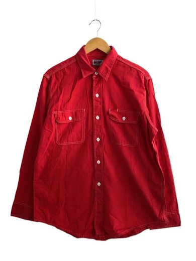 商品画像：長袖シャツ/L/コットン/RED/無地 1
