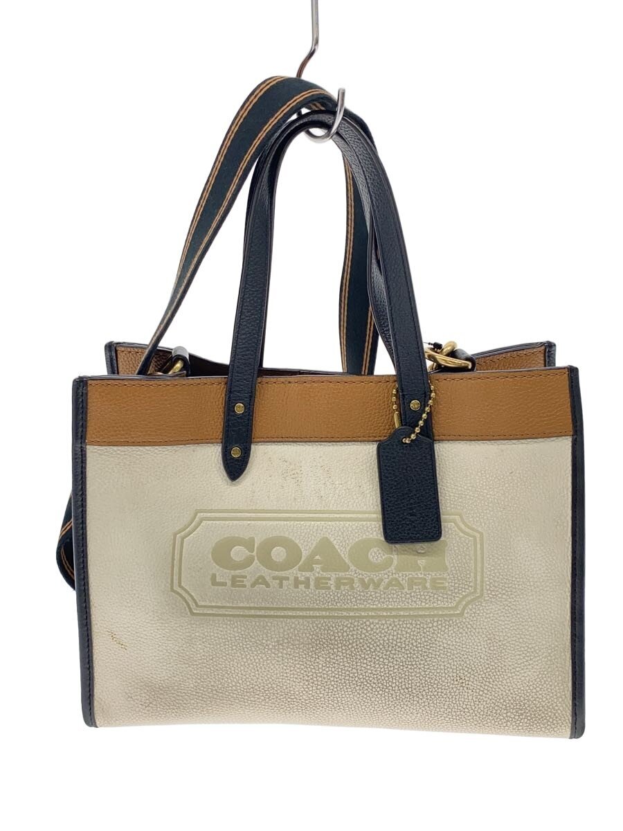 COACH / フィールド・トート30_カラーブロック_コーチバッジ_ブラウンレザー/レザー/BEG