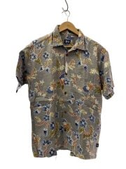 90s/アロハシャツ/M/コットン/GRY/総柄