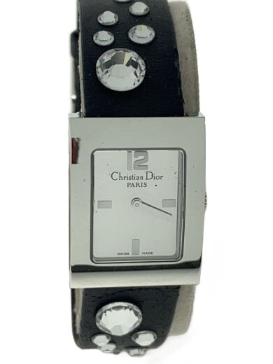 商品画像：クォーツ腕時計/アナログ/レザー/WHT/BLK/D78-109/ベルト劣化 1