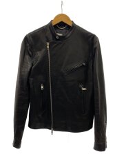 シングルライダースジャケット/46/レザー/BLK