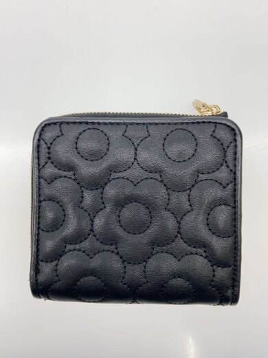 商品画像：2つ折り財布/フェイクレザー/BLK/花柄/レディース 2