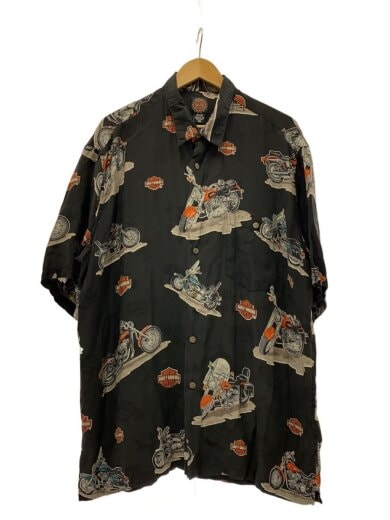 商品画像：半袖シャツ/--/シルク/BLK/総柄 1