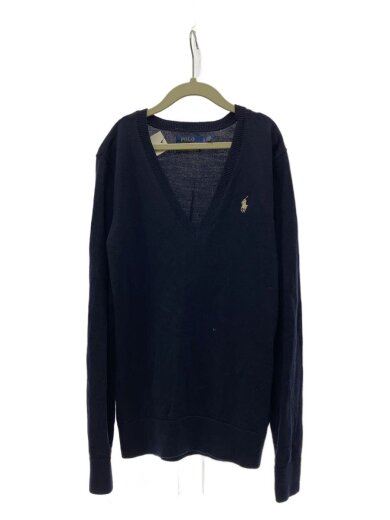 商品画像：ニット・セーター(薄手)/S/ウール/NVY/無地 1