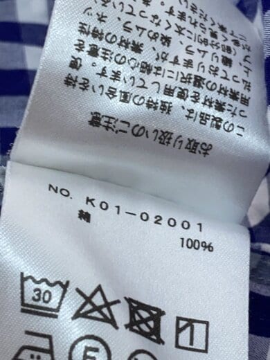 商品画像：長袖シャツ/1/コットン/WHT/ギンガムCK/K01-02001 4