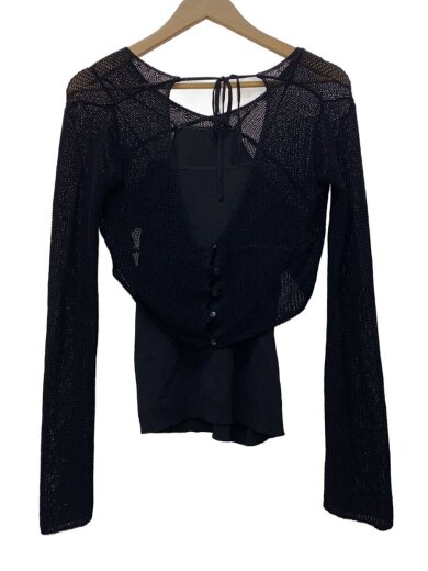 商品画像：カーディガン(薄手)/FREE/レーヨン/BLK/無地/0224201220070 1