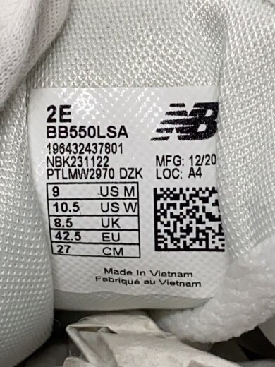 商品画像：BB550/ローカットスニーカー/27cm/WHT/BB550LSA 5