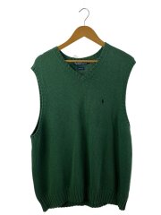 ニットベスト(厚手)/XL/コットン/GRN
