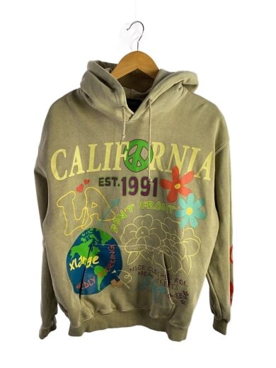 商品画像：PIGMENT DYED PEACE HOODED SWEATSHIRT/M/コットン/KHK/101233012015 1